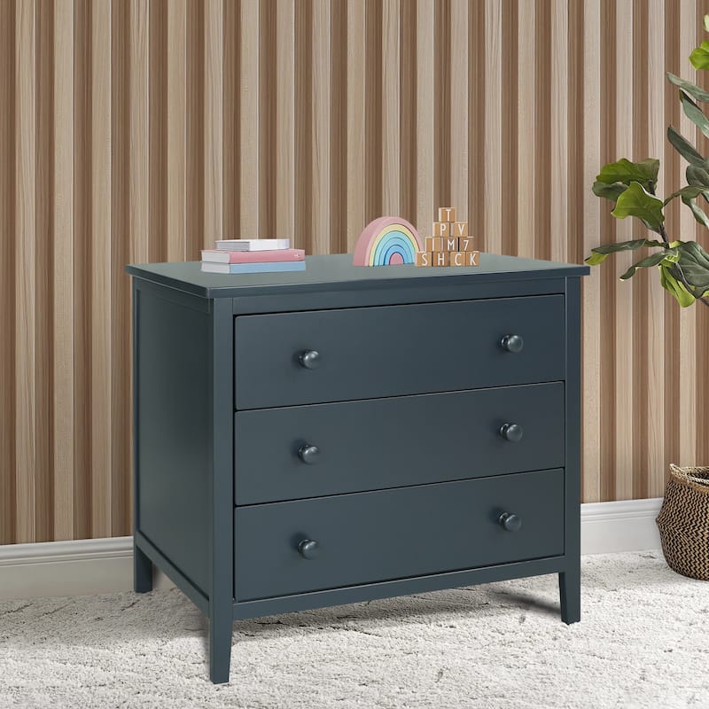 Navy Blue Stylish and Durable Solid Wood 3 Drawer Dresser with Smooth