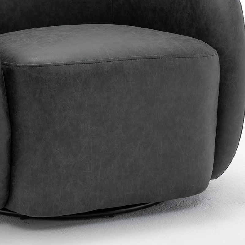 SEYNAR Modern Glam PU Leather 360 Degree Swivel Accent Armchair Set of 2