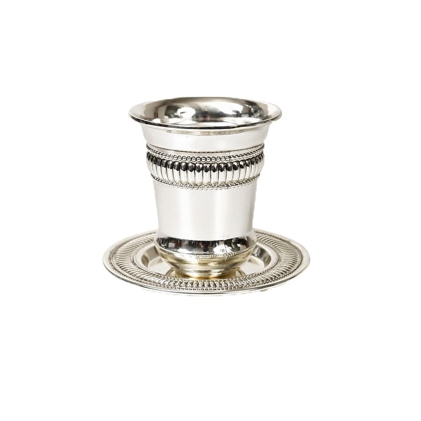 Kiddush Cup Beaded Design Silver Plated 4"