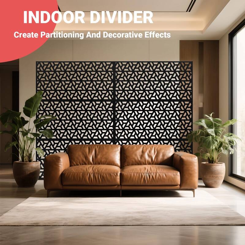 Metal Privacy Screen Outdoor Privacy Panels 72"H x 47"W, Freestanding Patio Divider for Garden, Deck, Balcony, Backyard