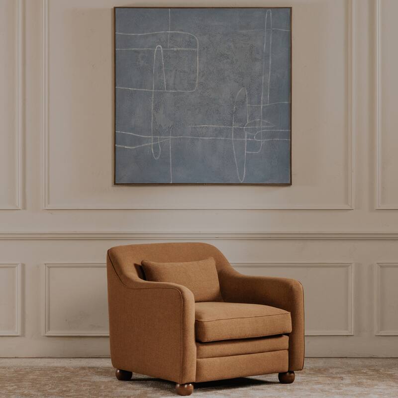 NADAAL STUDIOS Kaiya Framed Painting, Textured Acrylic on Canvas, Solid Pine Frame, Blue Palette