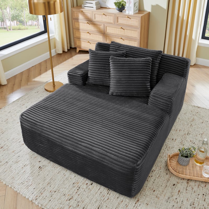 Lazy Sofa Chairs Single Lounge Chairs for Living Room Chaise Lounges with Pillows Fluffy Velvet Fabric Floor Accent Arm Chairs
