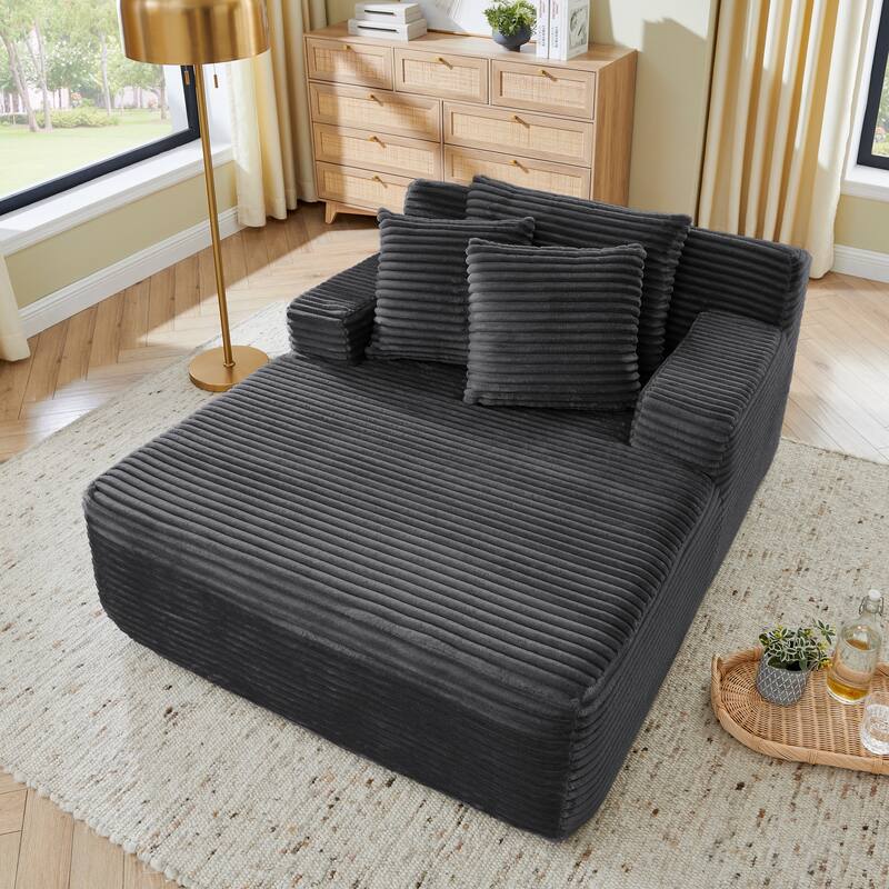 Roomfitters Velvet Lounge Chair No Assembly Required, Fluffy Single Lazy Sofa for Living Room and Bedroom