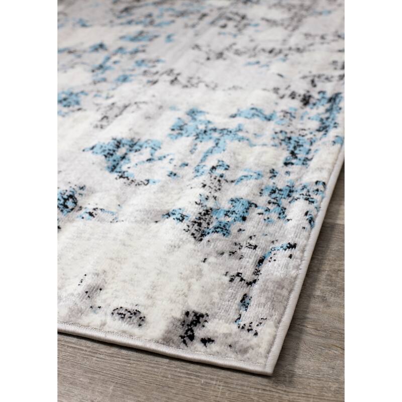 Madrid Collection - Grey Distressed Blue Spackle Rug