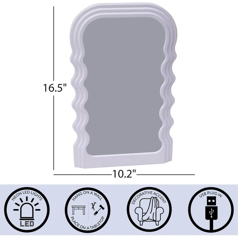 Urban Lifestyle LED Wavy Wall Mirror, Color Changing Light Up Mirror