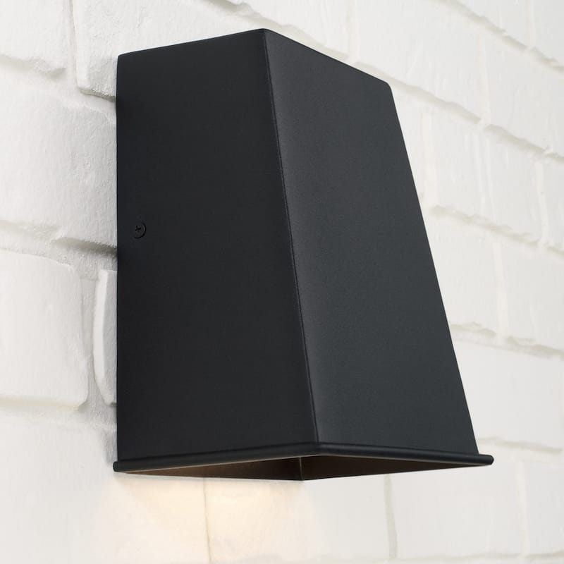 Integrated LED Outdoor Night Sky Friendly Enclosed Rectangular Wall Lantern in Black