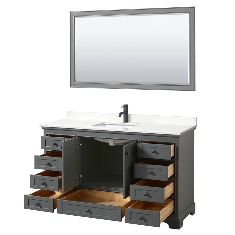 Deborah 60-inch Single Vanity, Quartz Top, 58-inch Mirror