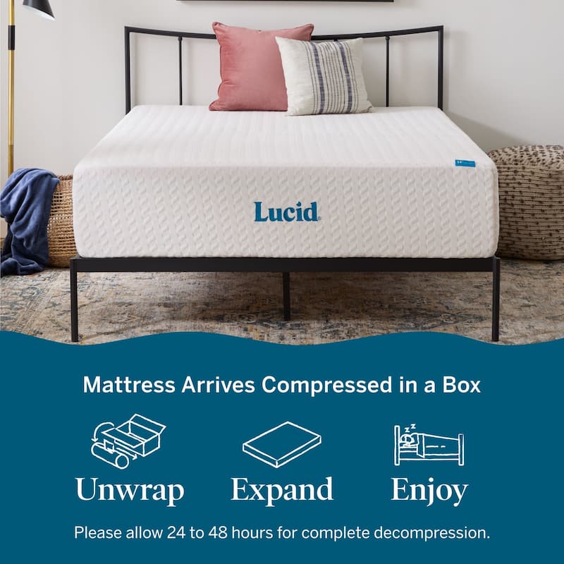 Lucid SureCool 14-inch Gel Memory Foam Mattress, Medium-Plush Feel