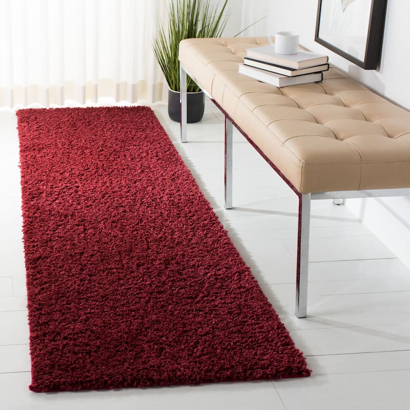 SAFAVIEH August Shag Solid 1.2-inch Thick Area Rug - 2'3" x 8' Runner - Burgundy - Runner