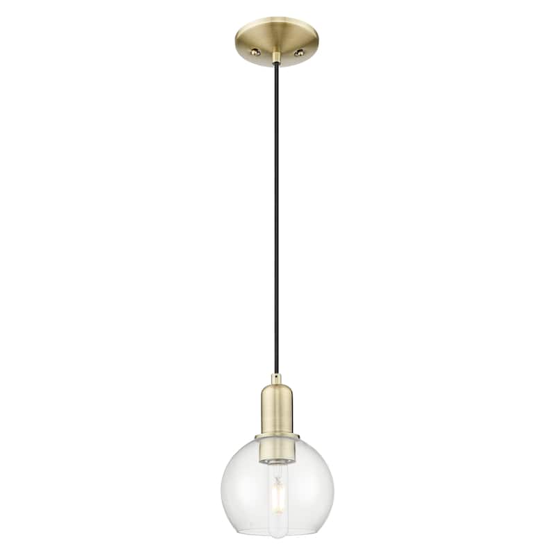 Innovations Lighting Endless Possibilities Arcadia - Athens - 1 Light 6" Cord Hung Mini Pendant - Antique Brass/Clear