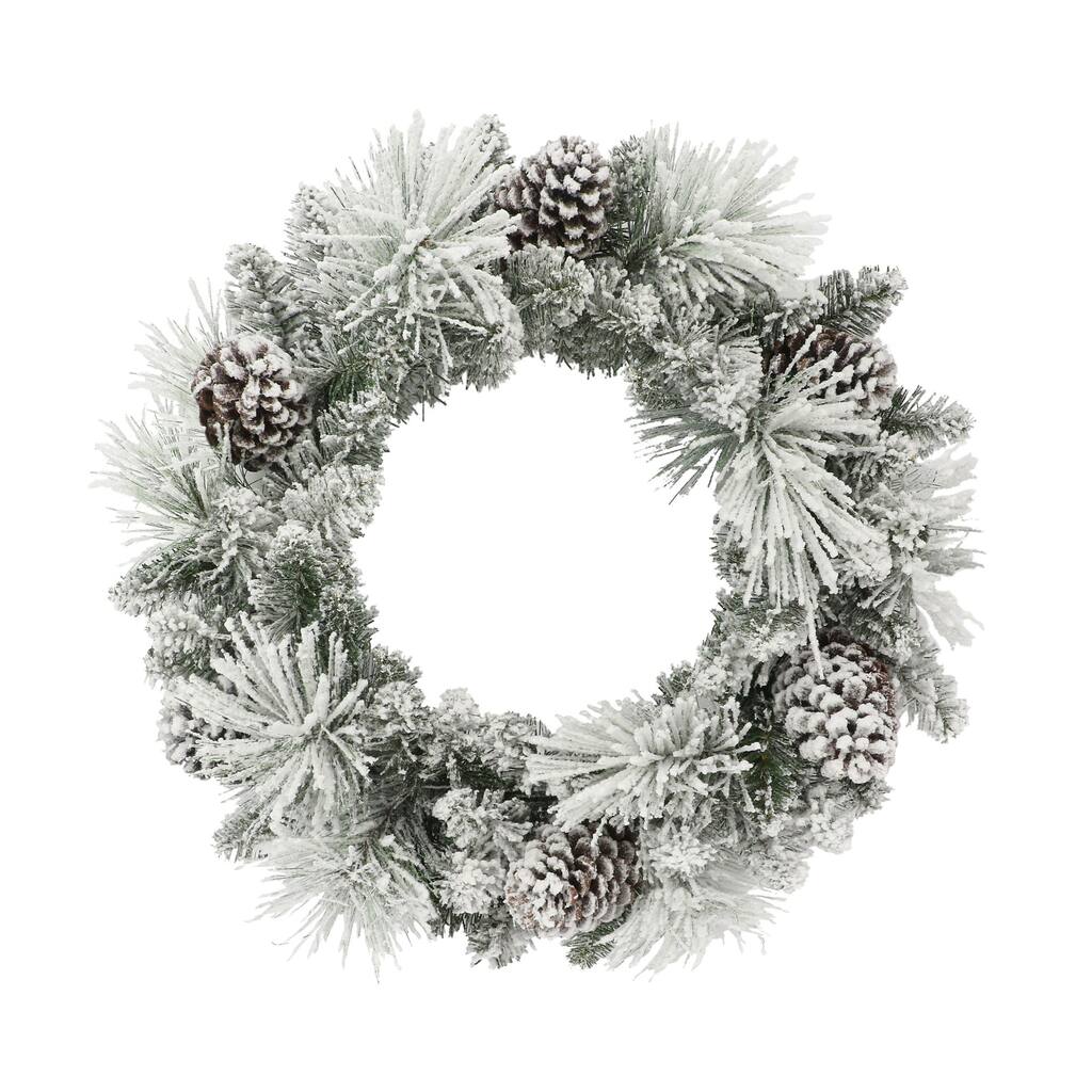 Flocked Spruce with Pinecone Artificial Christmas Wreath - 24” - Unlit
