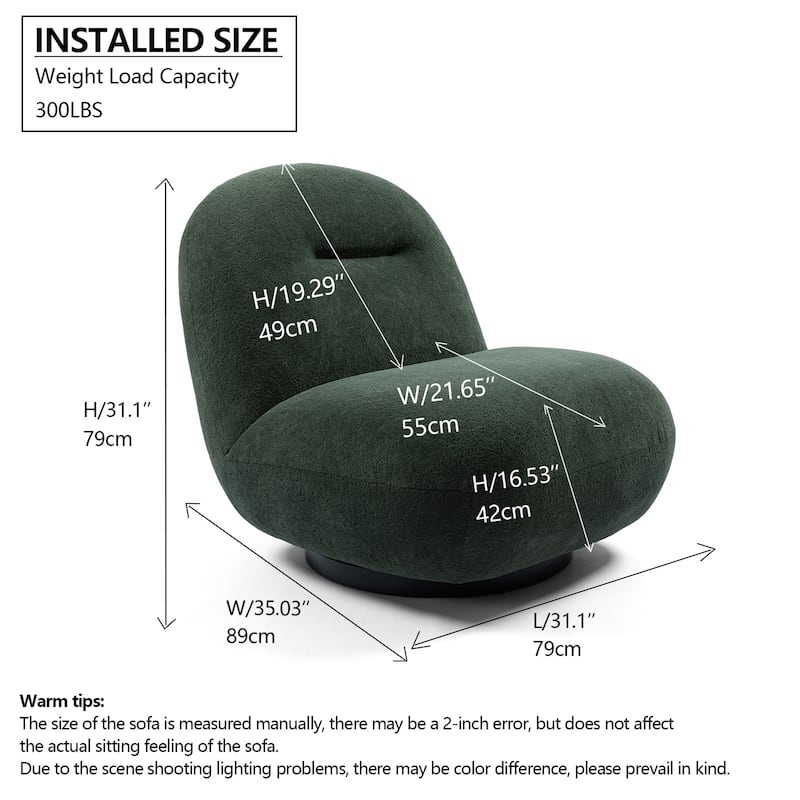 Modern Swivel Accent Chair Lounge Chair, Tight Back Ice Flower Velvet Sofa Chair, Single Cloud Chair Armless Cozy Chair