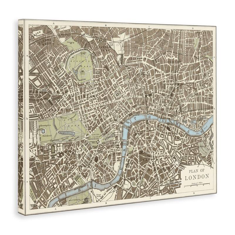 Stupell Vintage Blueprint Plant of London Canvas Wall Art Design By Phillipa Katz
