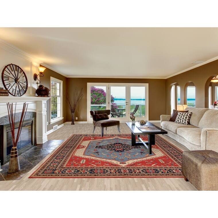 Vegetable Dye Red Sultanabad Oriental Rug Hand-Knotted Wool Carpet - 8'11" x 12'0"