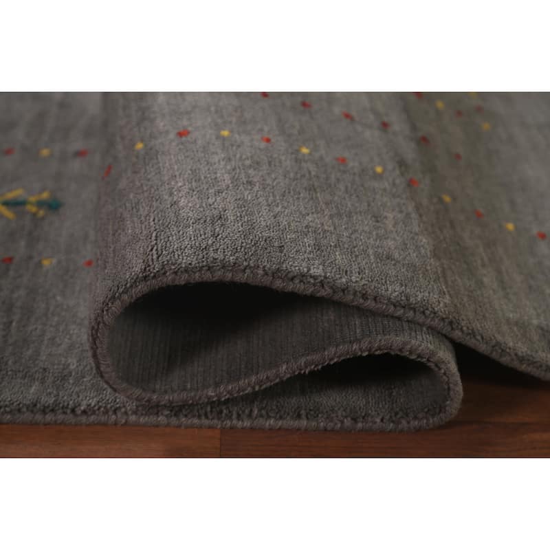Grey Tribal Gabbeh Oriental Area Rug Handmade Wool Carpet - 6'7"x 9'9"