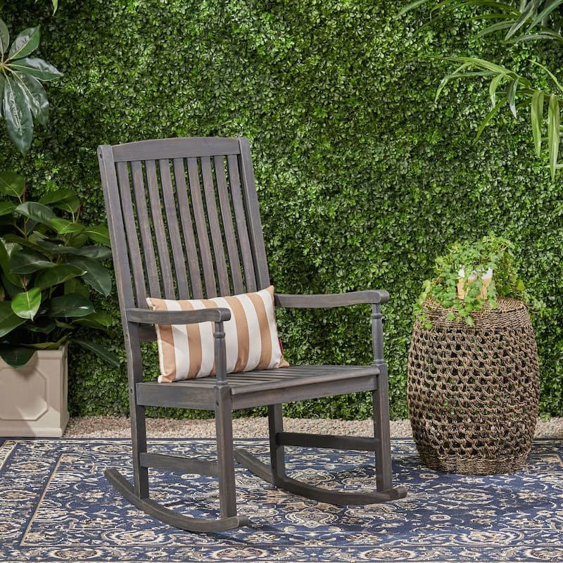 Arcadia Acacia Wood Rocking Chairs (Set of 2) by Christopher Knight Home - Dark Gray