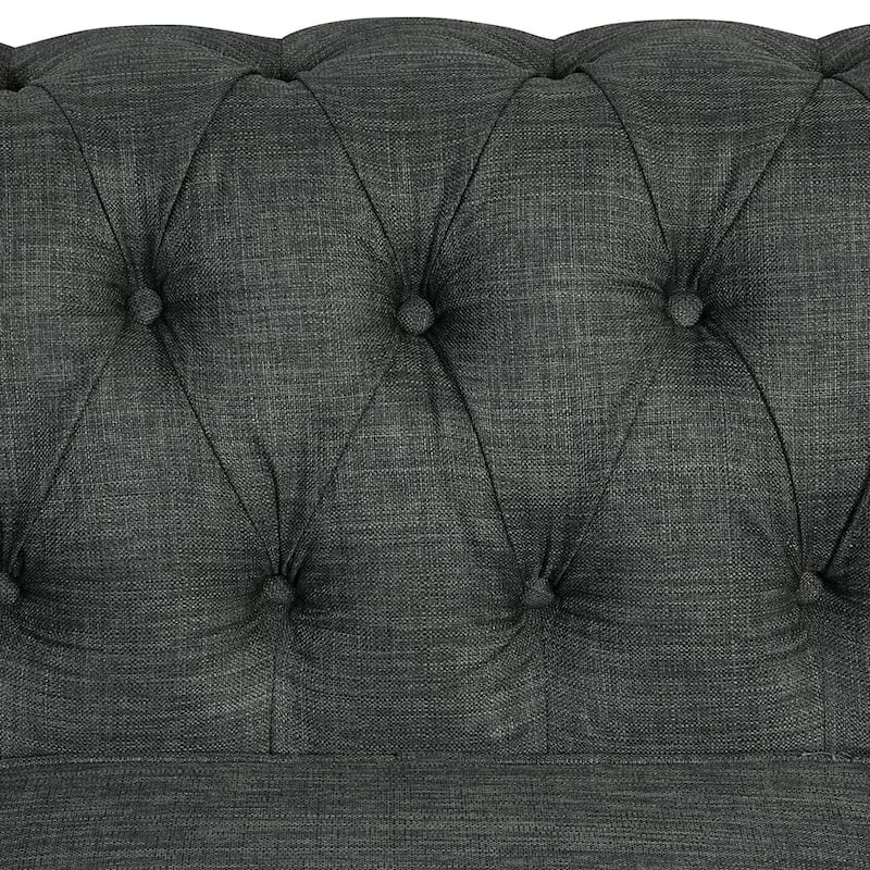 Morden Fort Linen Chesterfield Club Accent Chair,Button Tufted Upholstered Armchair with Nailhead and Solid Wood Legs