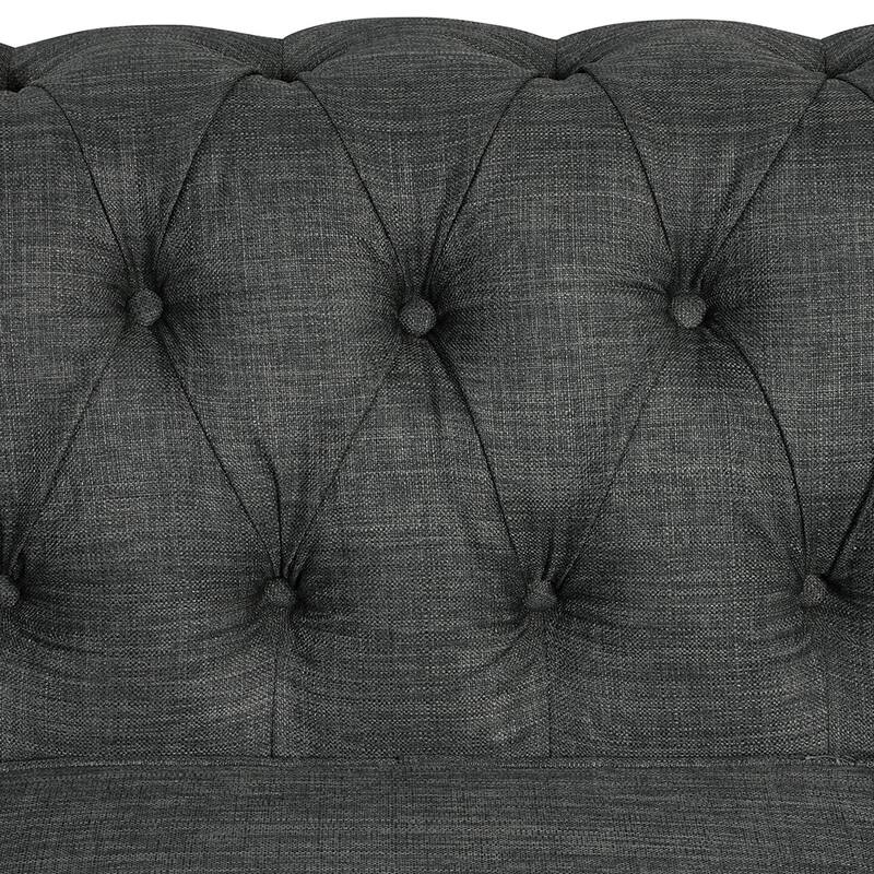 Morden Fort Button Tufted Upholstered Chesterfield Sofa Set Chair, Loveseat 2 PCS for Living Room,Linen,Solid Wood Legs
