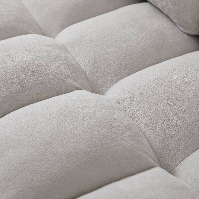 78.75" Chenille Pull-Out L-Shaped Sectional Sofa Bed with Charging Ports and Storage Chaise
