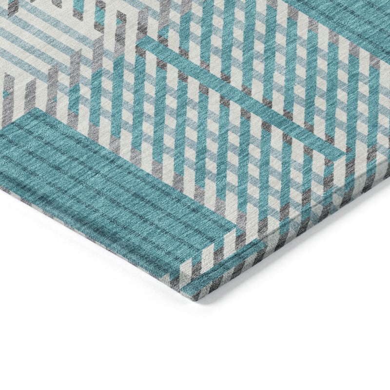 HomeRoots Plaid Transitional Rectangle Outdoor Rug