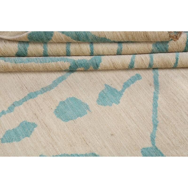 Vegetable Dye Contemporary Moroccan Area Rug Hand-knotted Wool Carpet - 7'9" x 9'9"
