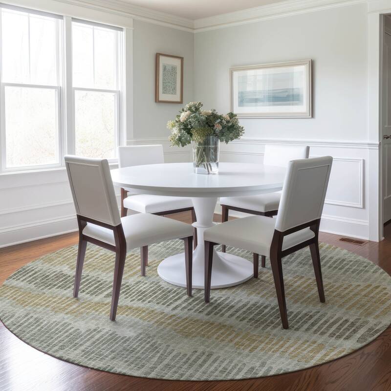 Machine Washable Indoor/ Outdoor Chantille Abstract Stripe Rug