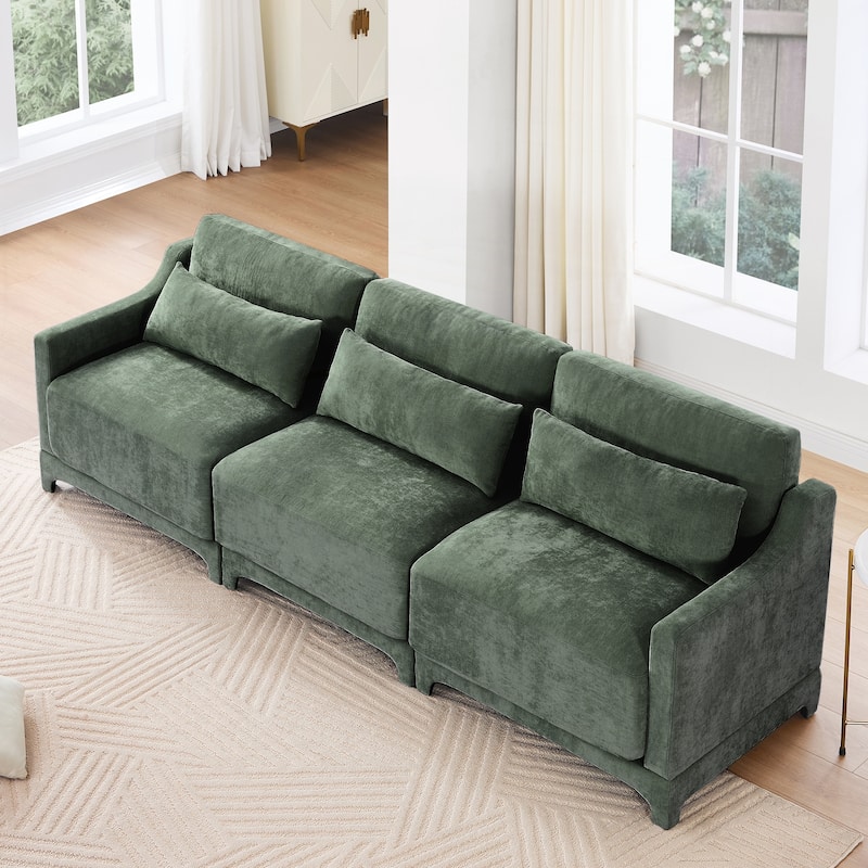 Three seater sofa with lumbar pillow