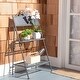 preview thumbnail 1 of 30, SAFAVIEH Outdoor Living Natum Victorian Iron 2-Tier Plant Stand. - 24.5" W x 15.8" L x 43" H Rustic Blue
