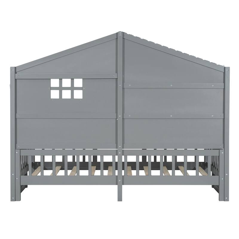 Modern Twin Size House Bed with Shelves and Sparkling Light Strip