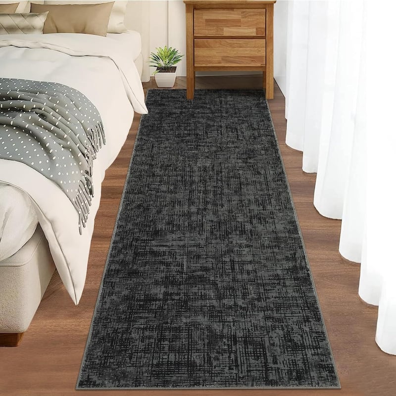 Modern Abstract Area Rug for Living Room, Throw Floor Carpet for Home Décor, Black - 2' x 3'