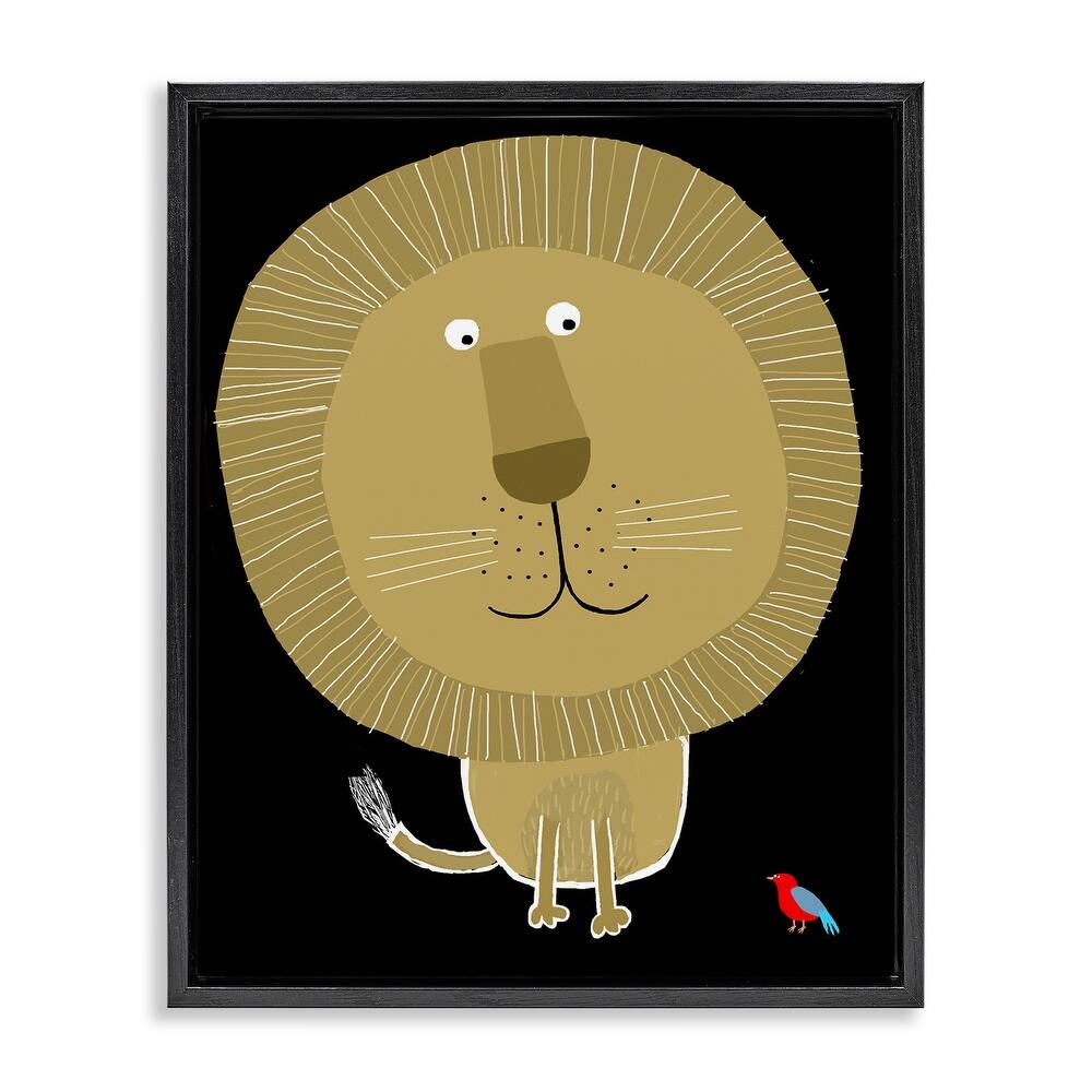 Stupell Lion and Bird Friends Framed Floater Canvas Wall Art Design By Carla Daly