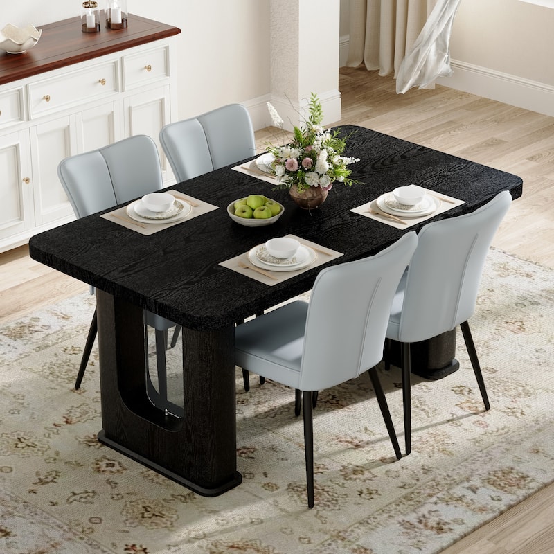 Dining Table Set for 4, Modern Dining Table and 4 Chairs Set, 5 Piece Kitchen Table and Chairs Set - Black,Light Gray