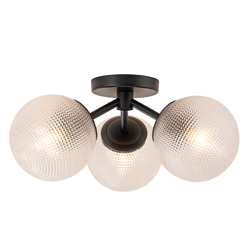 Modern 3-Light Semi Flush Mount With Opal Glass Shade