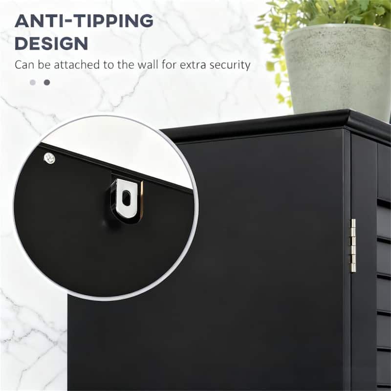 Black Freestanding Cabinet with Two-Cabinet Design, Adjustable Shelves