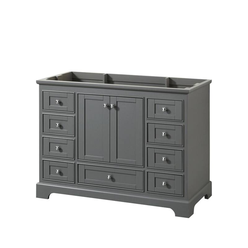 Wyndham Collection Deborah 47-1/4" Free Standing Single Wood Vanity - Dark Gray / Polished Chrome Hardware