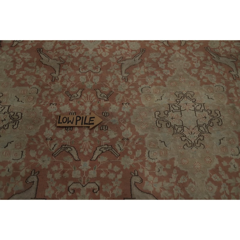 Hand Knotted Oriental 100% Wool Carpet Traditional Floral Pink Kerman Area Rug - 12' 8'' X 9' 8''