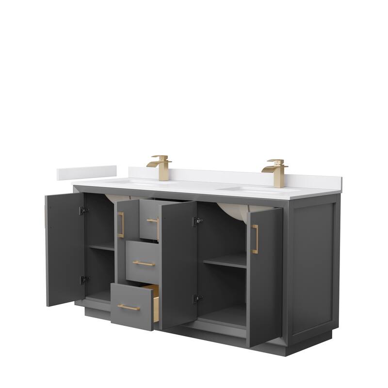 Strada 66-Inch Double Vanity Set, Cultured Marble Top