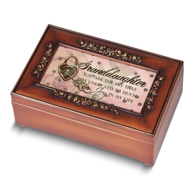 Curata Woodgrain Resin Petite Rose Granddaughter Music Box (Plays You Light Up My Life)