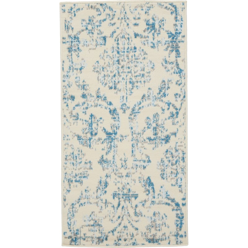 Nourison Jane Farmhouse Vintage Indoor only Damask Area Rug - 2' x 4' - Ivory/Blue