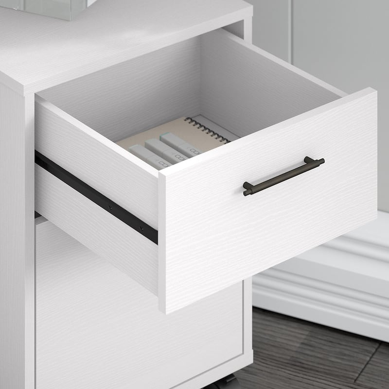 Key West 60W L Desk with File Cabinet and Bookcase by Bush Furniture