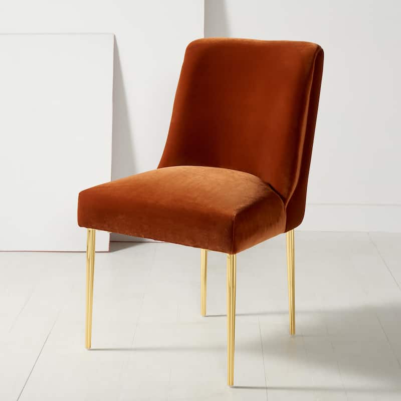SAFAVIEH Couture Melonie Velvet Accent Chair - Mustard / Brass - 28"x23"x35.3" - 28" W x 23" D x 35" H - 28Wx23Dx35H