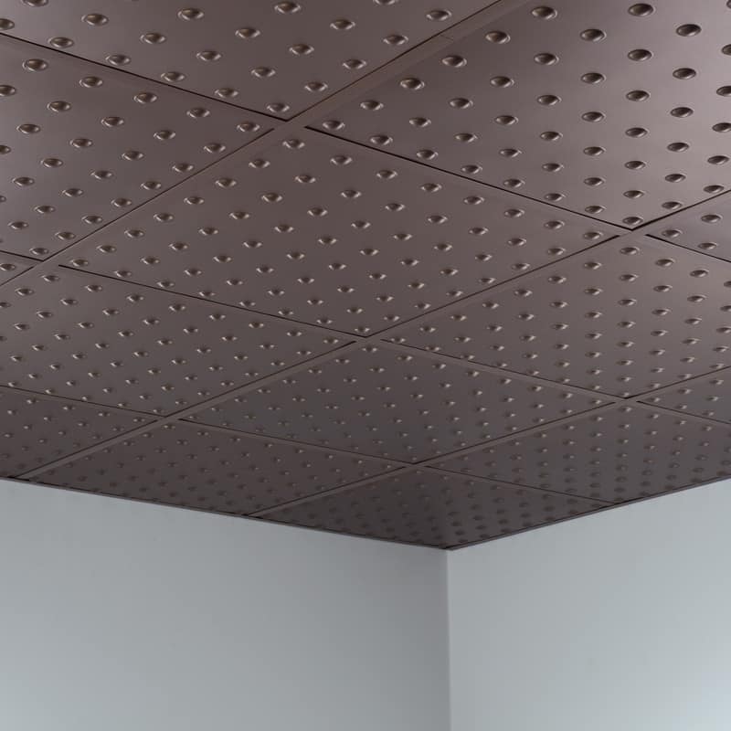 FASÄDE Dome Decorative Vinyl 2ft x 2ft Lay in Ceiling Panel in Argent Bronze (5 Pack)
