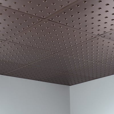 FASÄDE Dome Decorative Vinyl 2ft x 2ft Lay in Ceiling Panel in Argent Bronze (5 Pack)