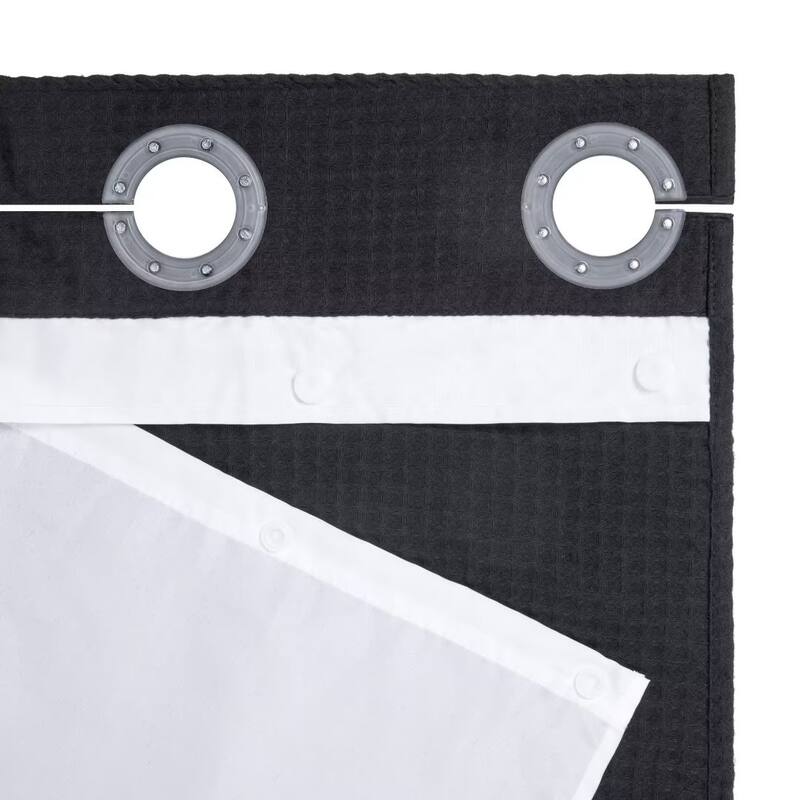 No Hook Cotton Blend Waffle Shower Curtain with Snap-in Liner