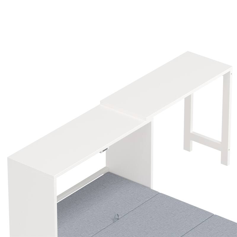 Twin Size Murphy Bed with Adjustable Position Desk,Foldable Cushion
