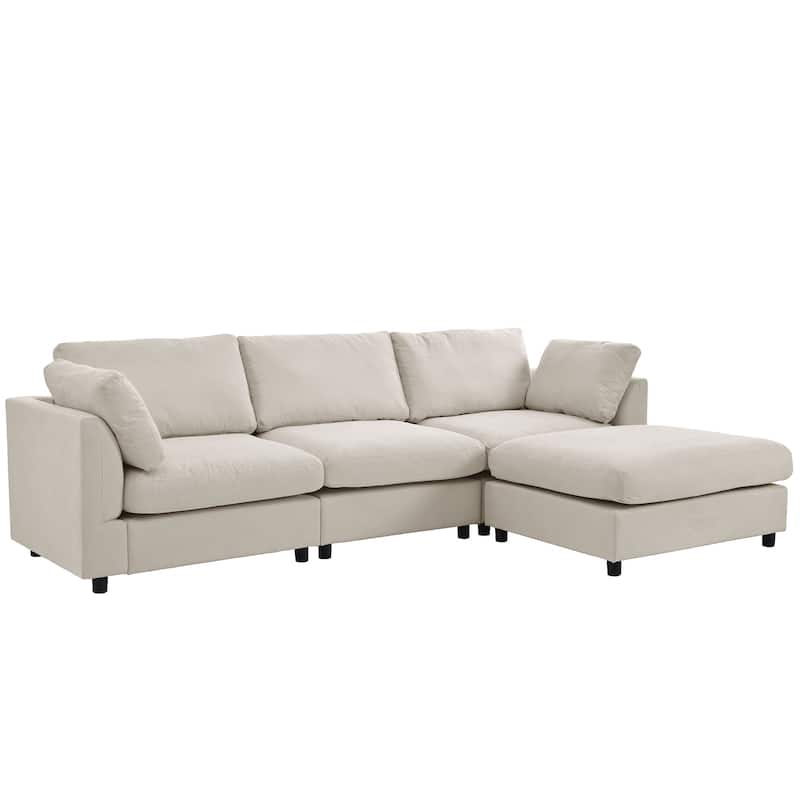 113" Polyester L-Shaped Sectional Sofa with Reversible Chaise