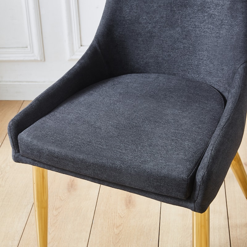 Set of 2 Classical Upholstered Accent Dining Chairs with Steel Legs