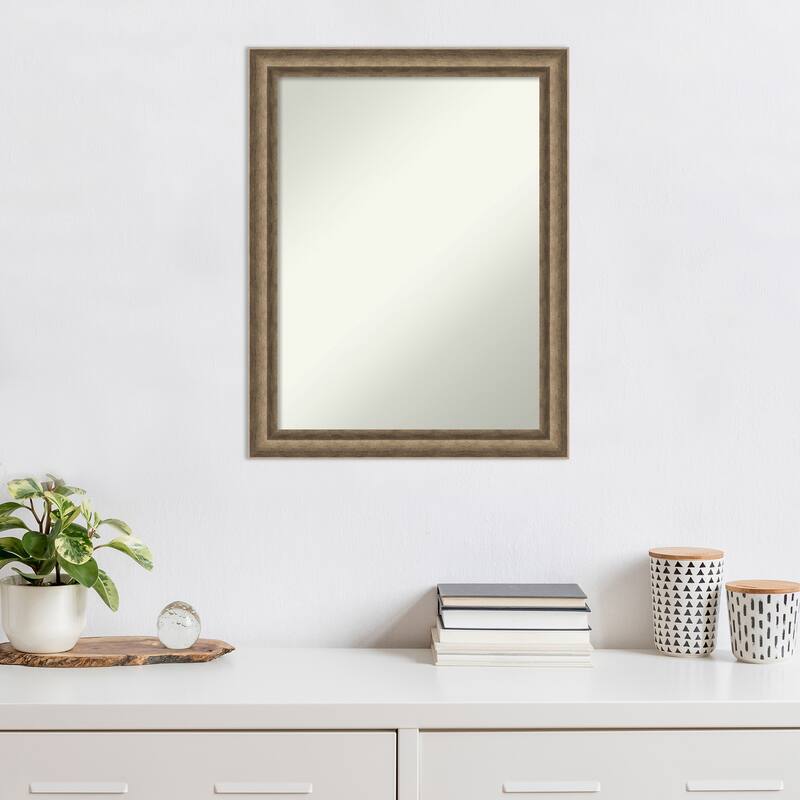 Angled Non-Beveled Wood Framed Wall Mirror