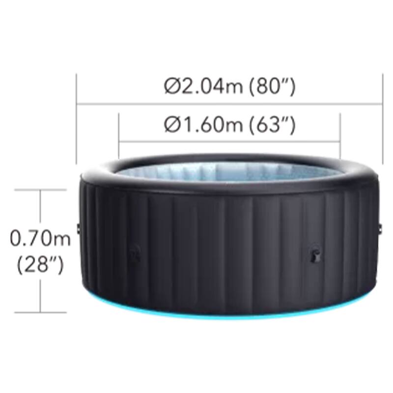 MSpa Round Inflatable Bubble Spa, 4 to 6 Person Hot Tub with LED Lights, Aurora - 73.9