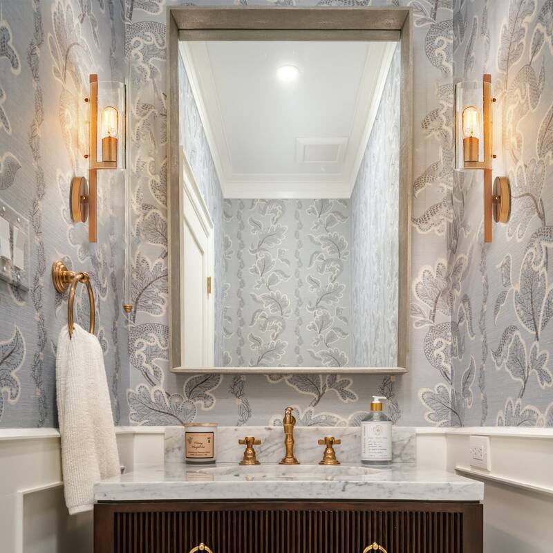 Modern 1-Light Gold Seeded Glass Cylinder Wall Sconces Dimmable Bathroom Vanity Lights